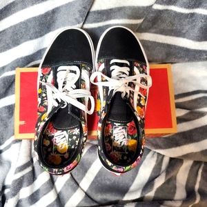 Floral Old Skool Vans, women's 9.5, men's 8